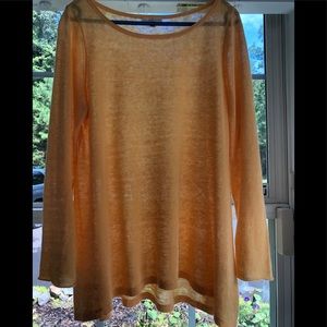 Slightly high low 100% organic linen peach top